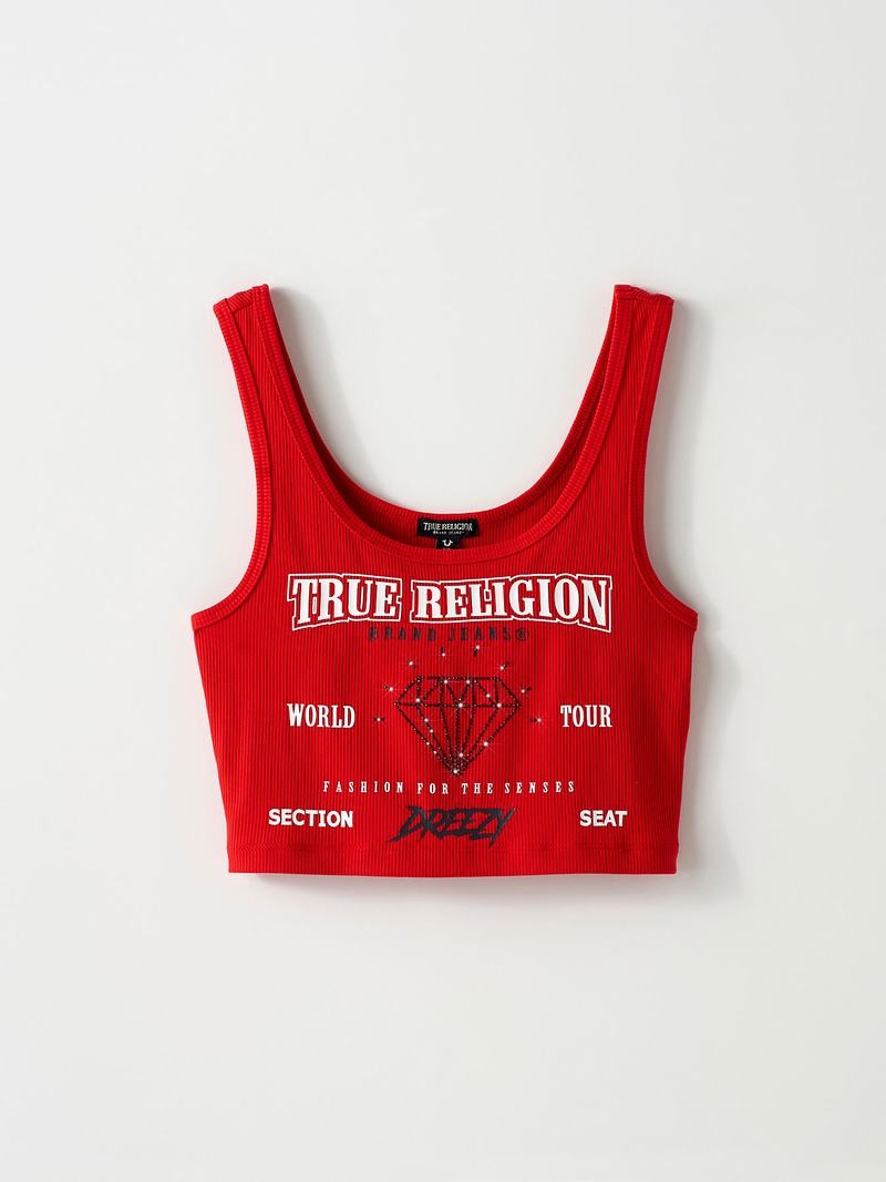 True Religion Tr X Dreezy Logo Tanktop Damen Rot | 30268XIZS