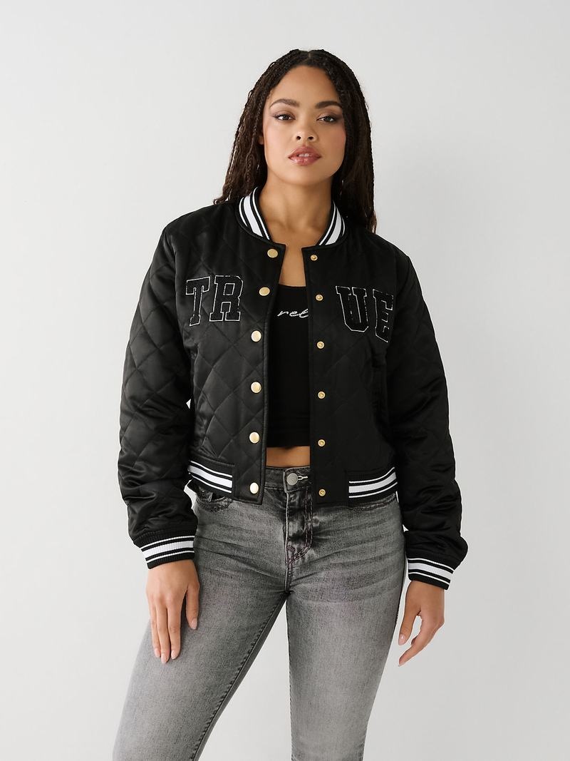 True Religion True Bomber Jacke Damen Schwarz | 06893SNAP