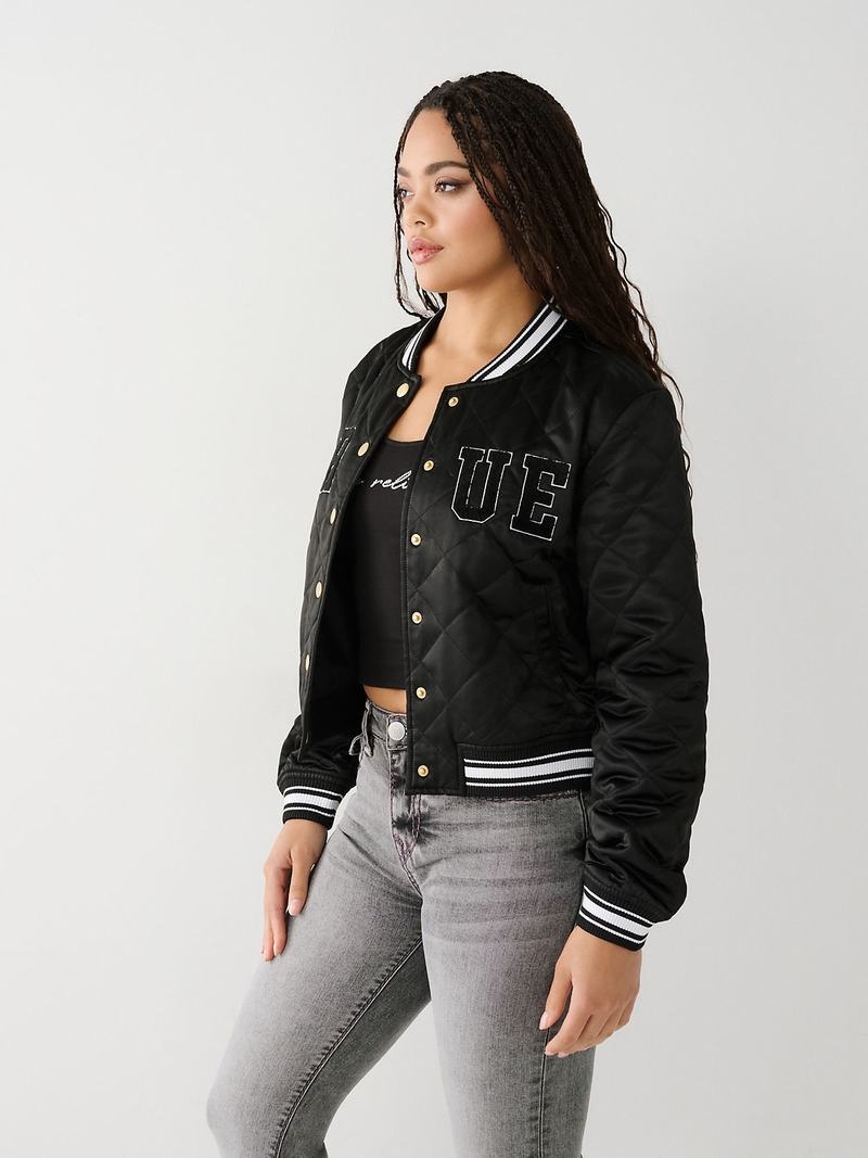 True Religion True Bomber Jacke Damen Schwarz | 06893SNAP