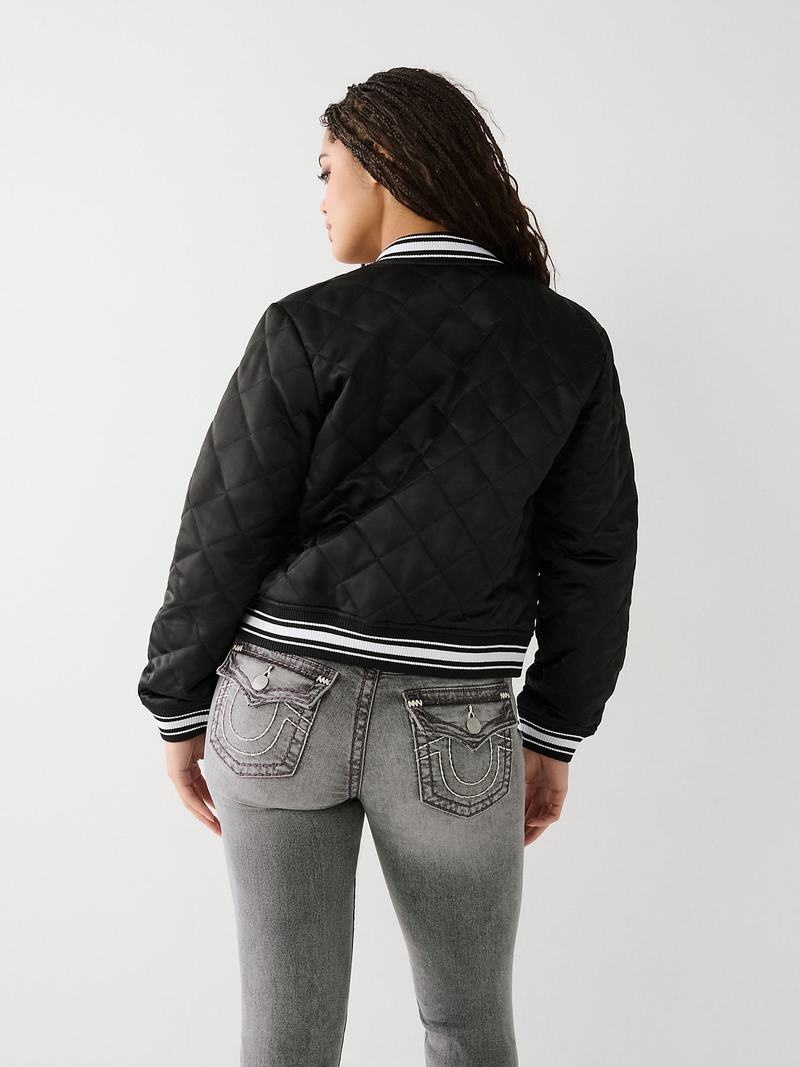 True Religion True Bomber Jacke Damen Schwarz | 06893SNAP