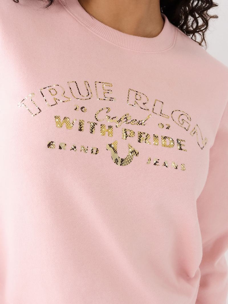 True Religion True Logo Sweatshirt Damen Rosa | 07269NGTK