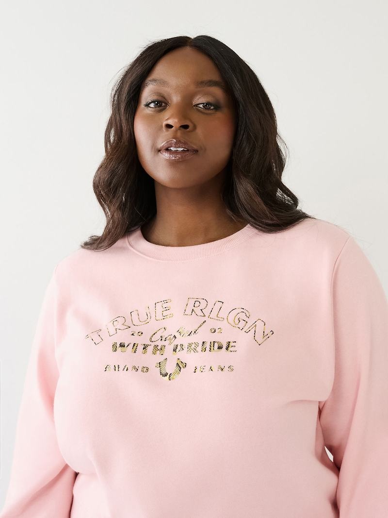 True Religion True Logo Sweatshirt Damen Rosa | 07269NGTK