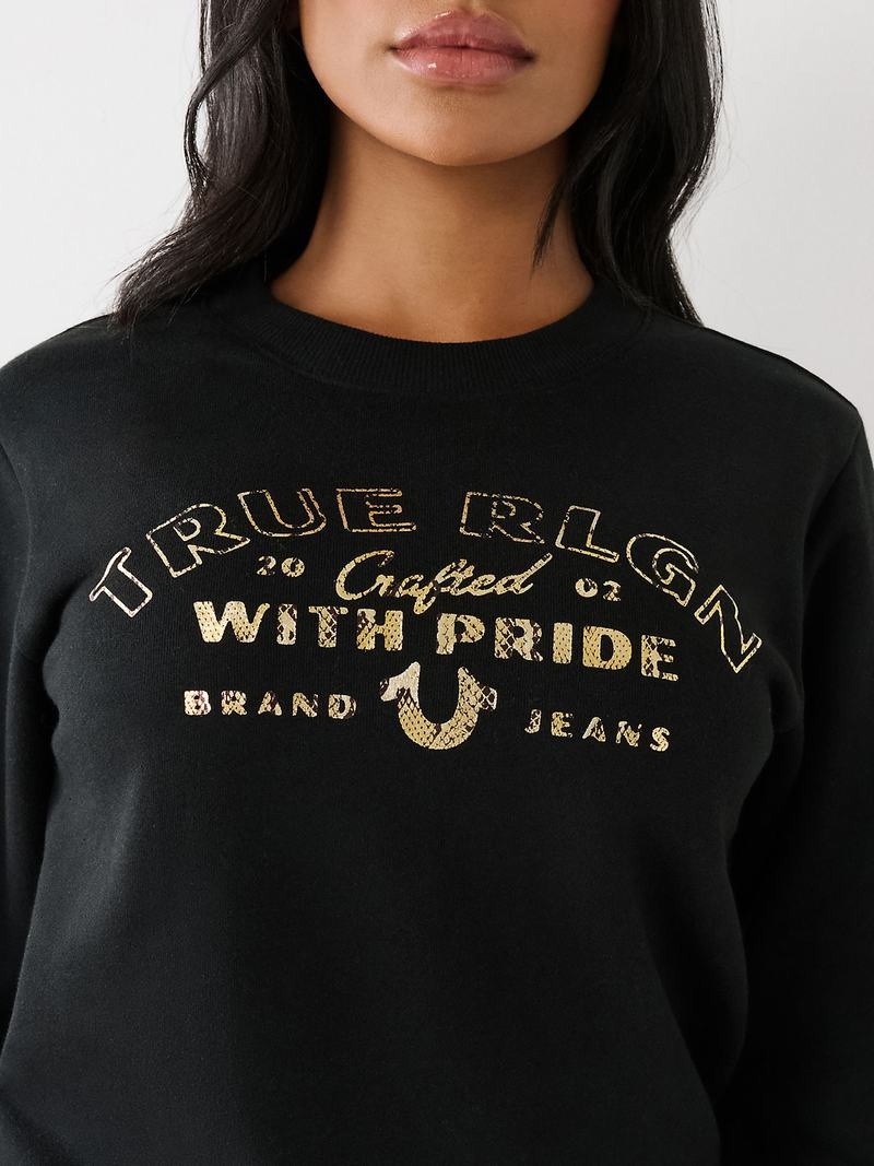 True Religion True Logo Sweatshirt Damen Schwarz | 95481GFCU