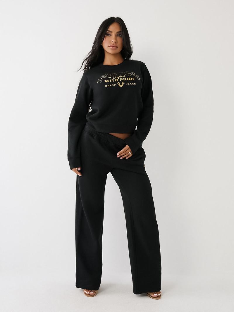 True Religion True Logo Sweatshirt Damen Schwarz | 95481GFCU