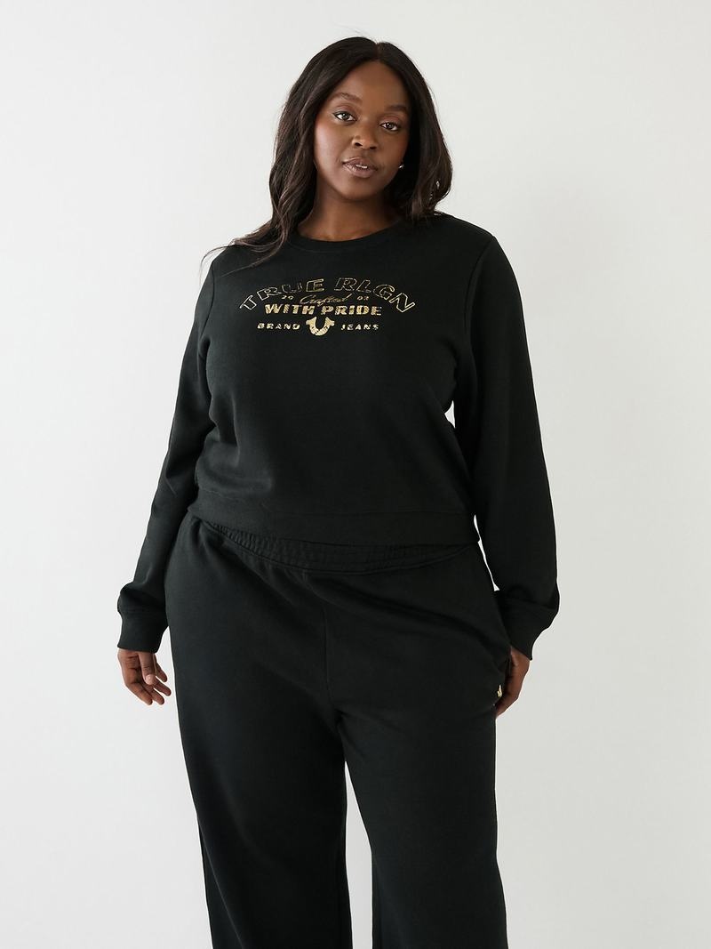 True Religion True Logo Sweatshirt Damen Schwarz | 95481GFCU