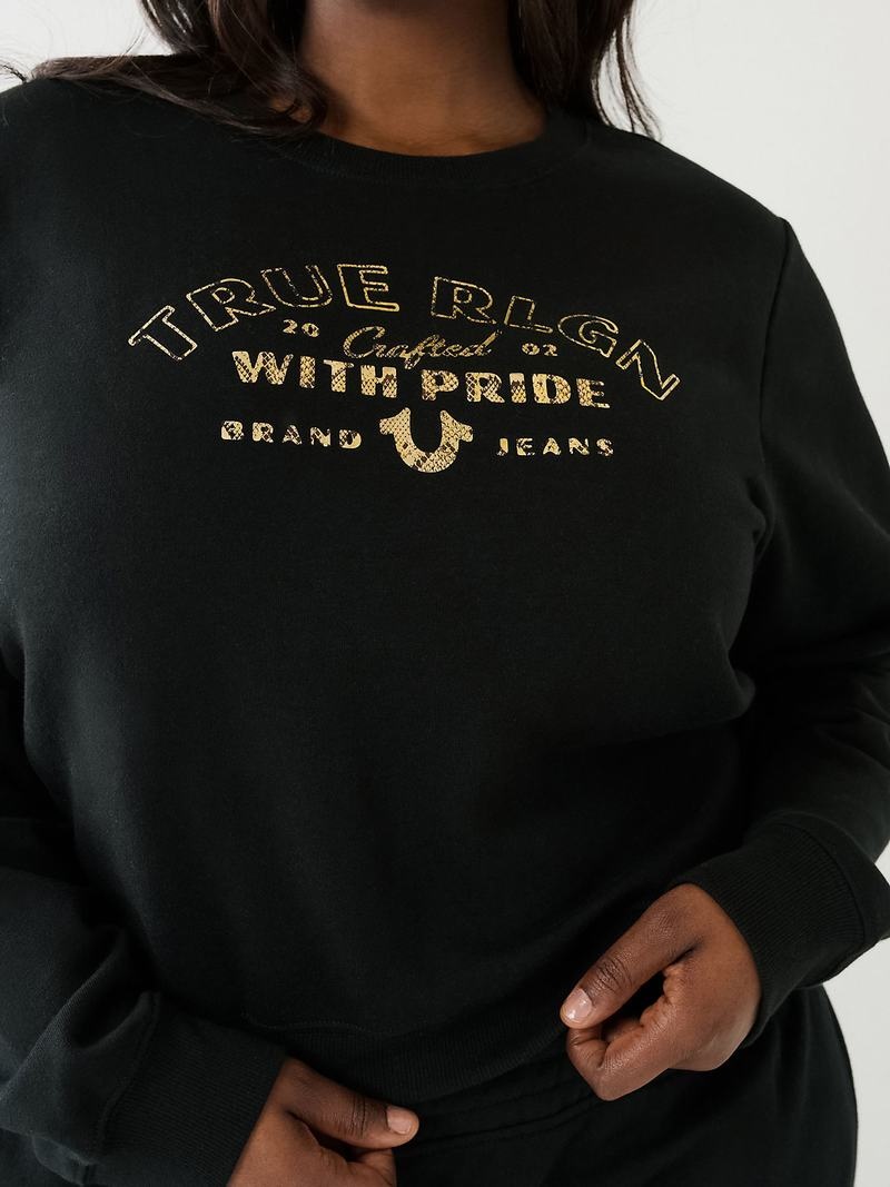 True Religion True Logo Sweatshirt Damen Schwarz | 95481GFCU