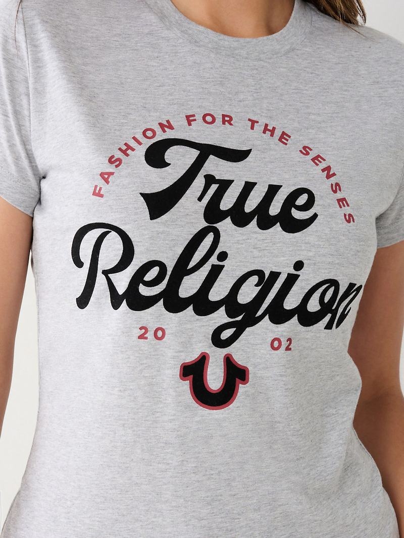 True Religion True Logo T-Shirts Damen Grau | 19836EIKA