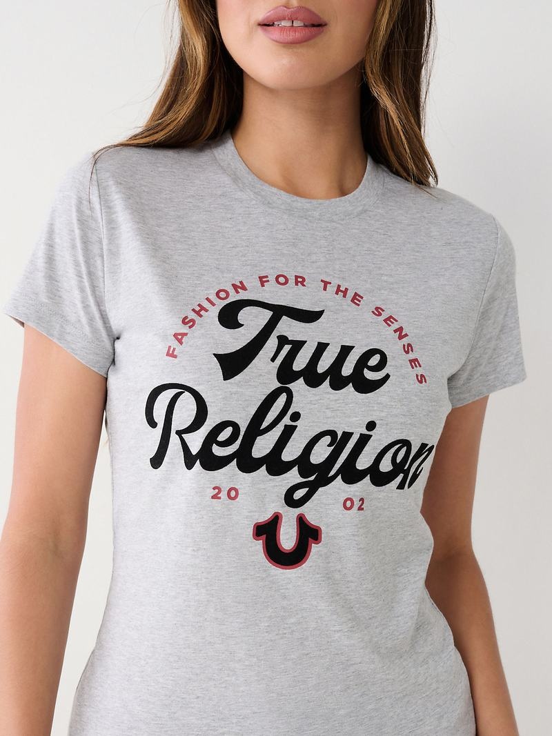 True Religion True Logo T-Shirts Damen Grau | 19836EIKA