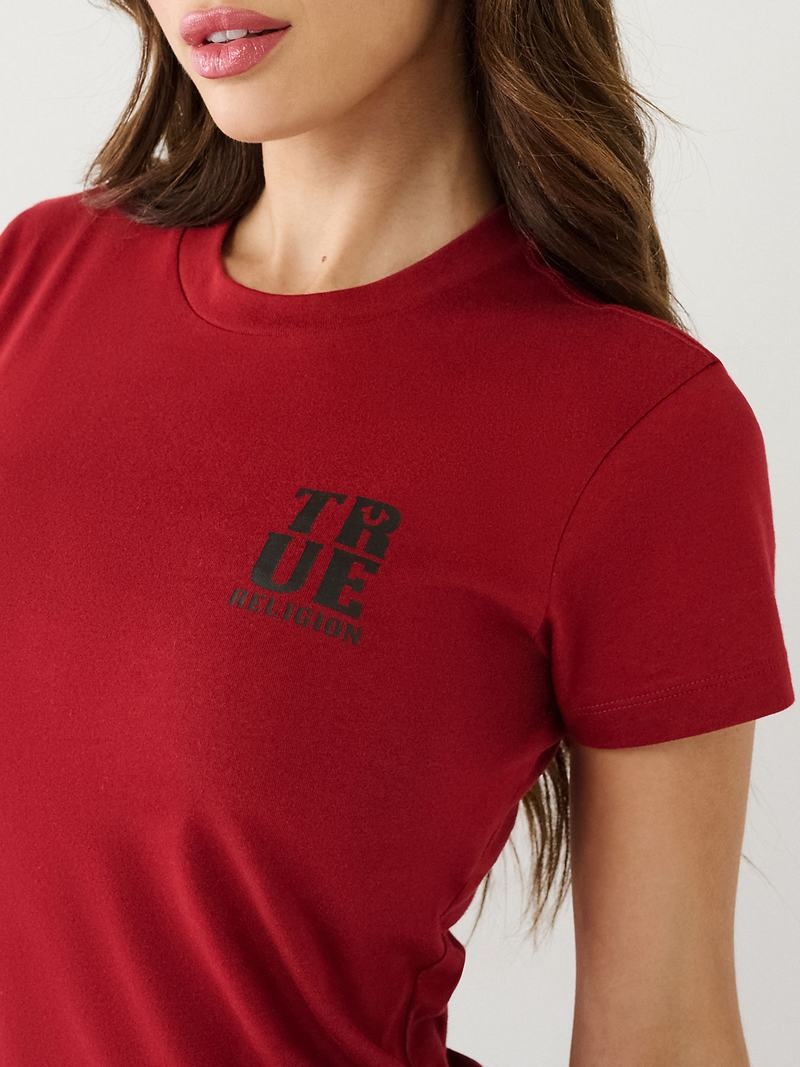 True Religion True Logo T-Shirts Damen Rot | 79836LIRW