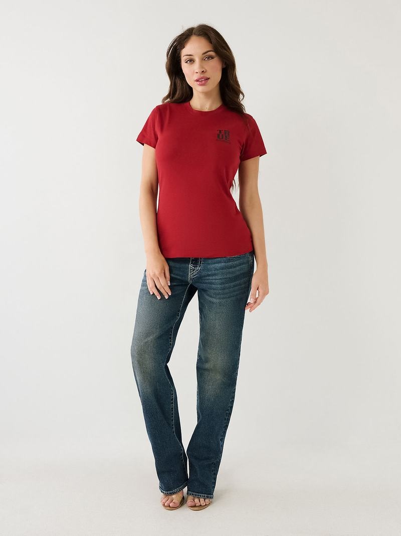 True Religion True Logo T-Shirts Damen Rot | 79836LIRW