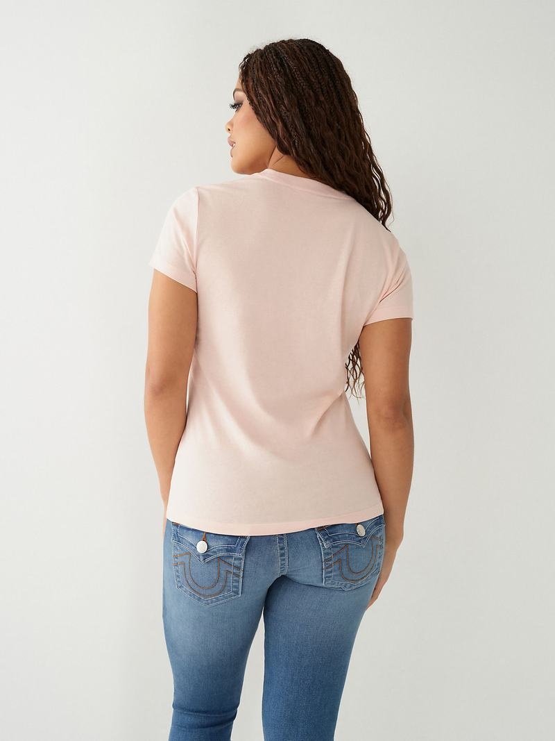 True Religion True Logo T-Shirts Damen Rosa | 69087IBNM