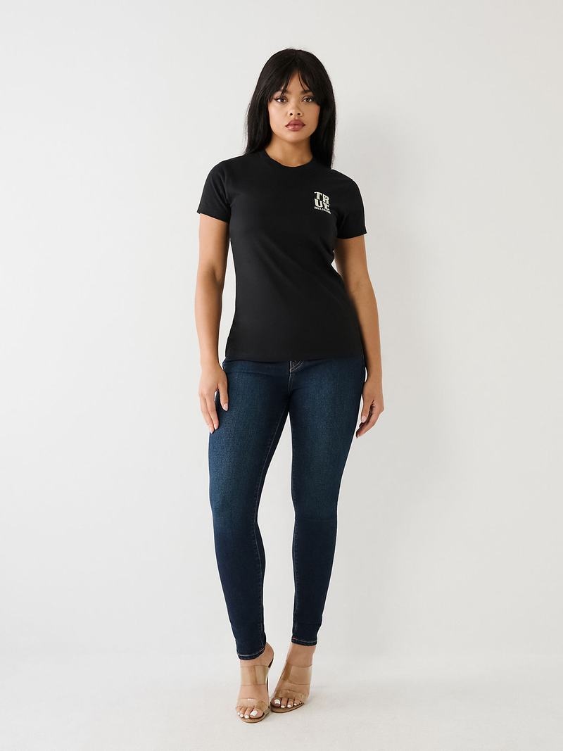 True Religion True Logo T-Shirts Damen Schwarz | 60914AQTP