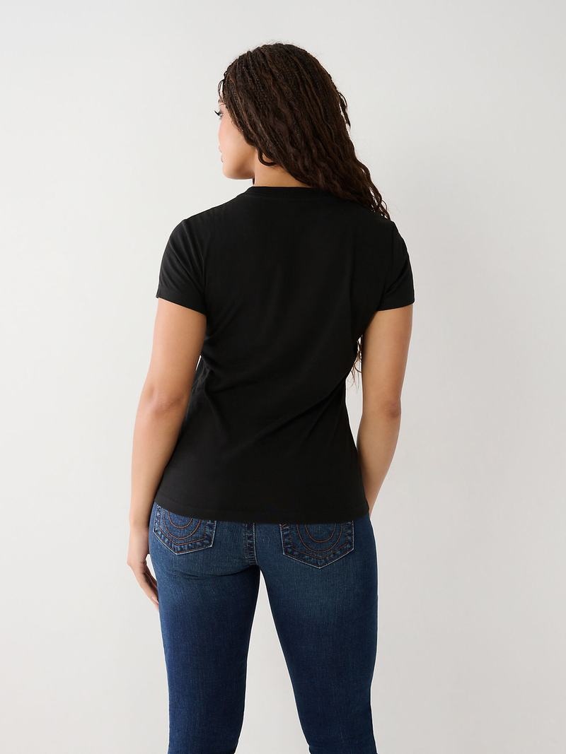 True Religion True Logo T-Shirts Damen Schwarz | 74382AVUT