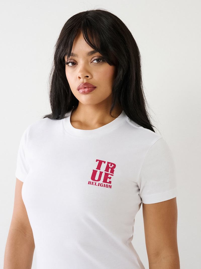 True Religion True Logo T-Shirts Damen Weiß | 45971KVGX