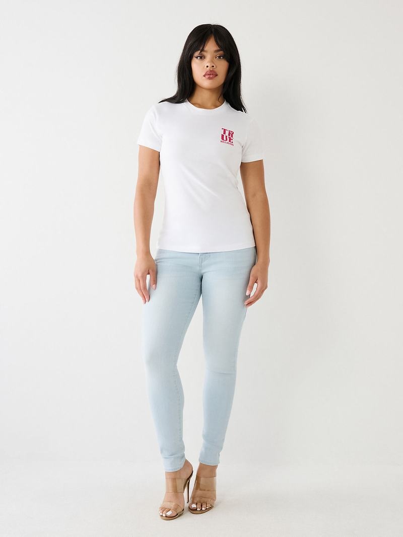 True Religion True Logo T-Shirts Damen Weiß | 45971KVGX