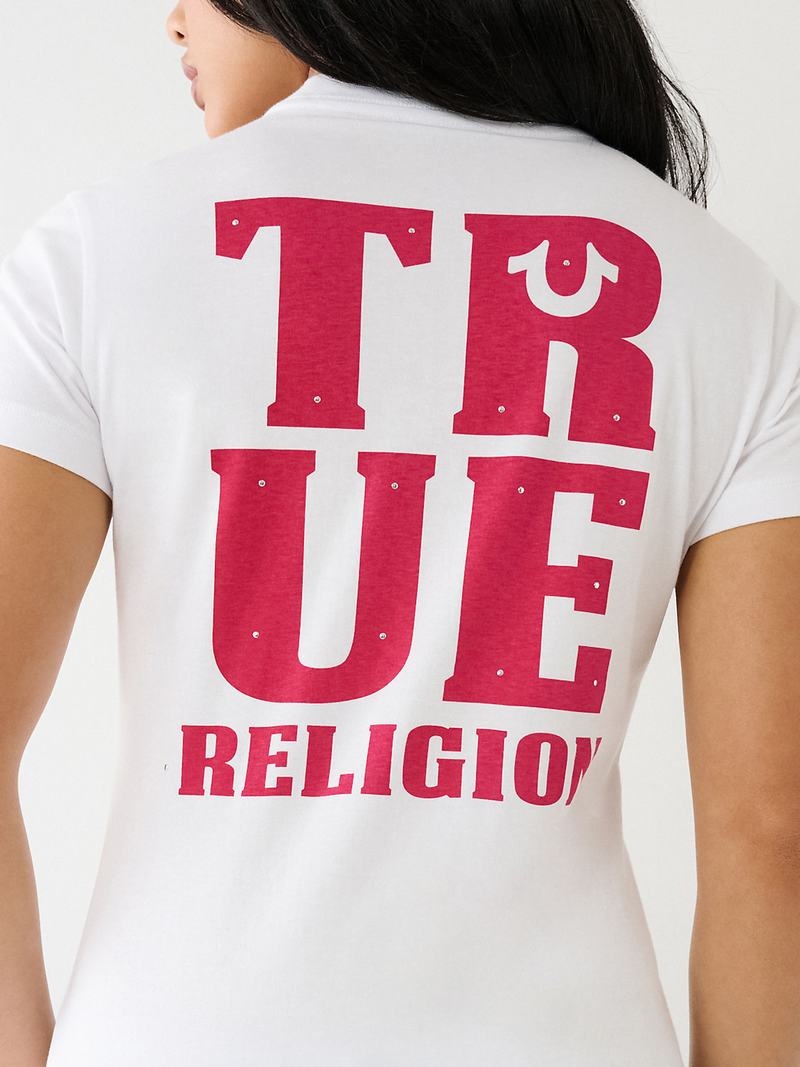 True Religion True Logo T-Shirts Damen Weiß | 45971KVGX