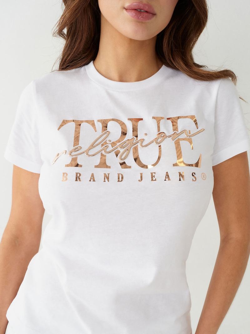 True Religion True Logo T-Shirts Damen Weiß | 60971BSTO