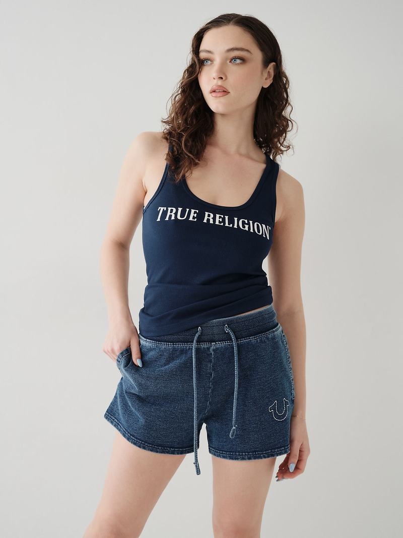 True Religion True Logo Tanktop Damen Navy Blau | 23879TPCH