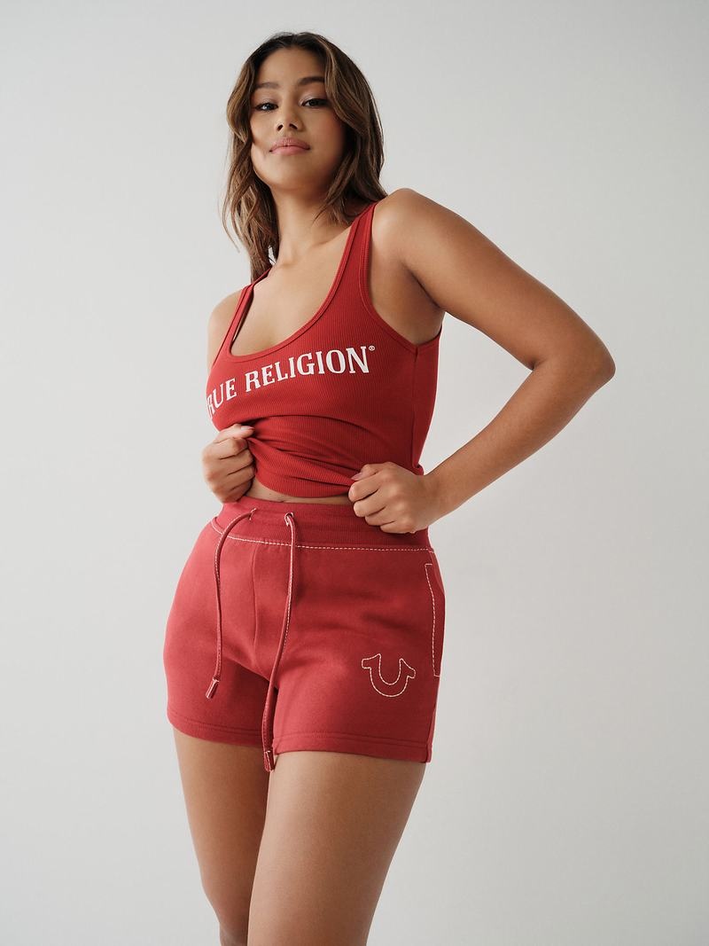 True Religion True Logo Tanktop Damen Rot | 94526QNUA