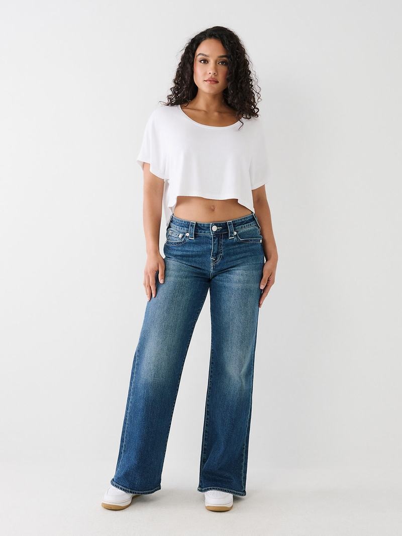 True Religion True Off Shoulder Crop T-Shirts Damen Weiß | 62931ZVNW