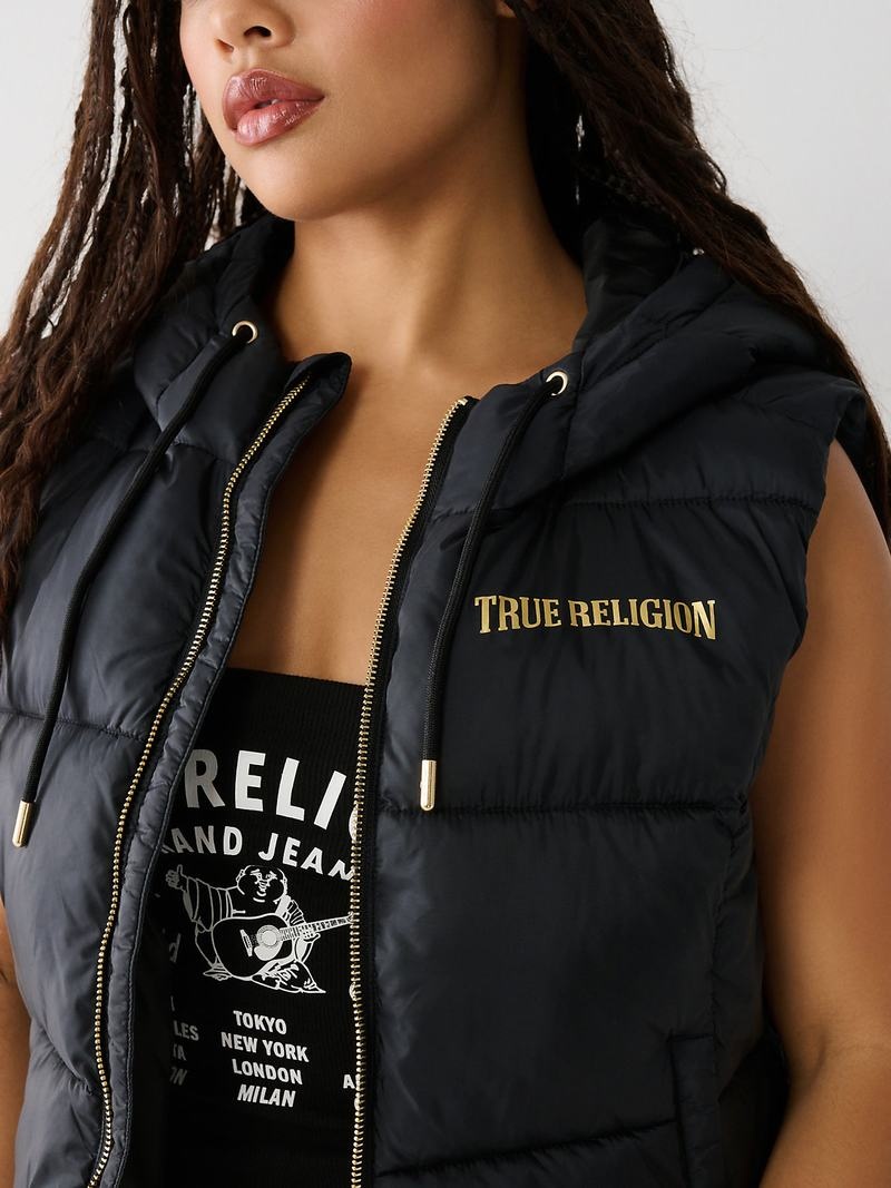 True Religion True Puffer Weste Damen Schwarz | 15749SWFX