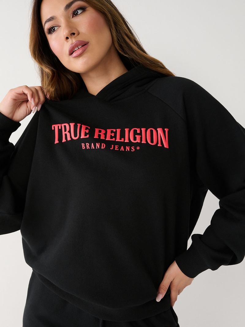 True Religion True Relaxed Hoodie Damen Schwarz | 31972KGDZ