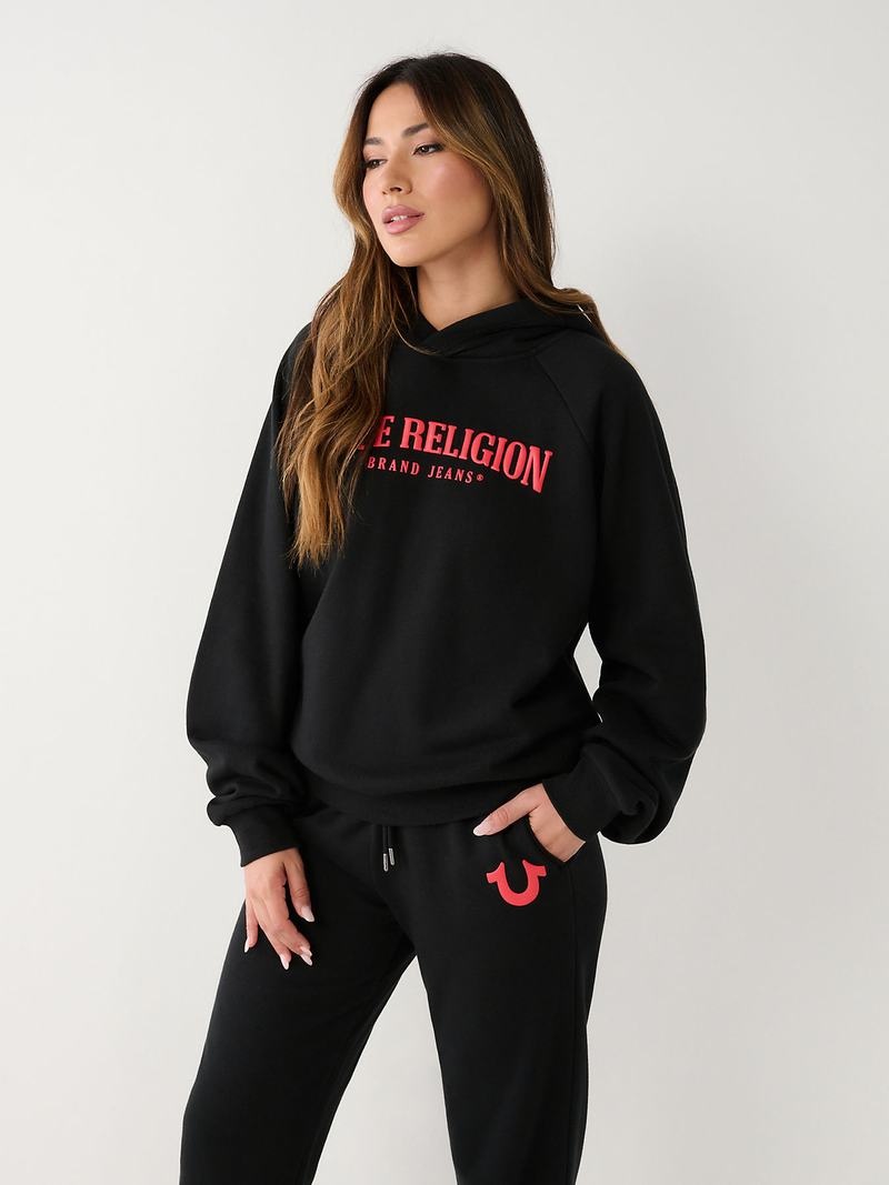 True Religion True Relaxed Hoodie Damen Schwarz | 31972KGDZ