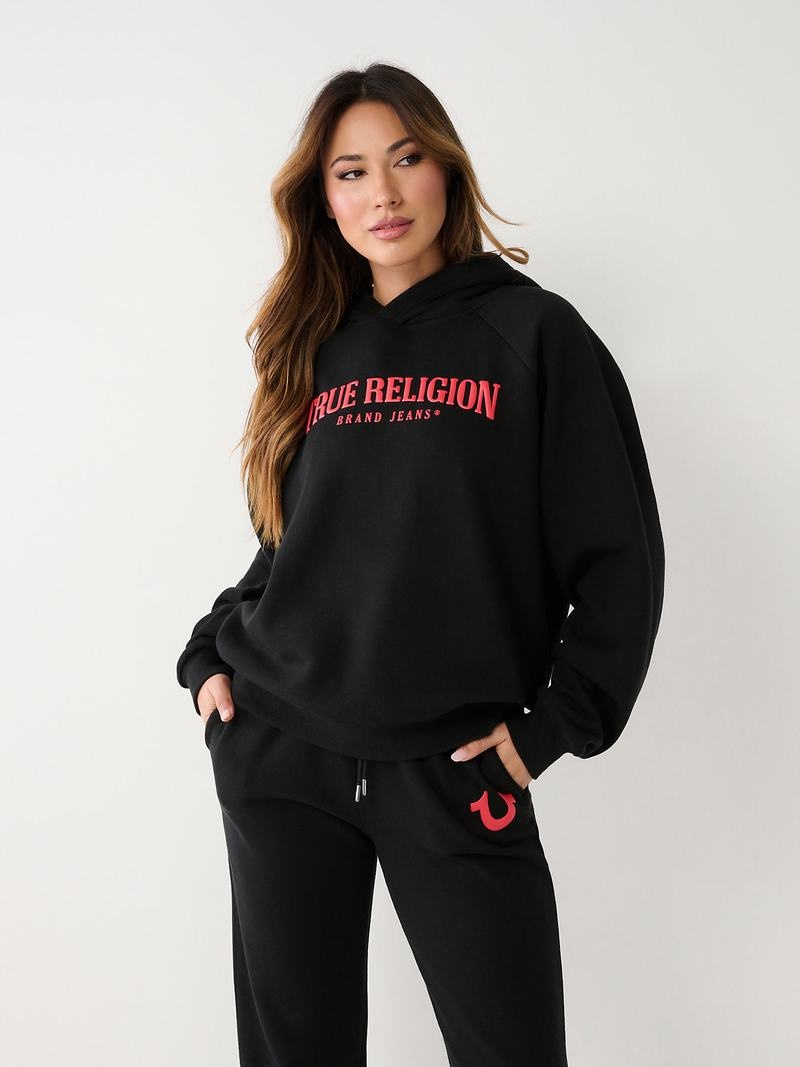 True Religion True Relaxed Hoodie Damen Schwarz | 31972KGDZ