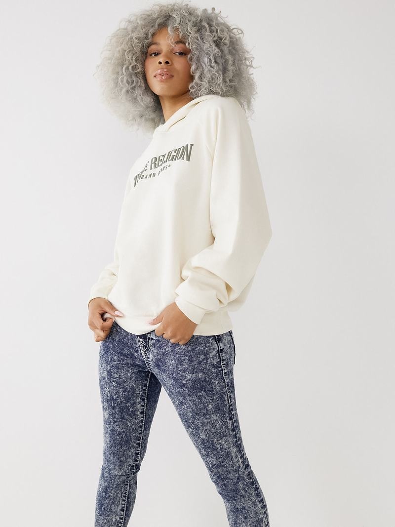 True Religion True Relaxed Hoodie Damen Weiß | 28350QRJP