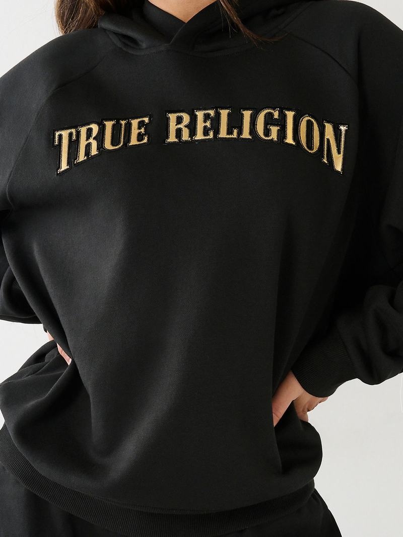 True Religion True Relaxed Hoodie Damen Schwarz | 51369RPCU