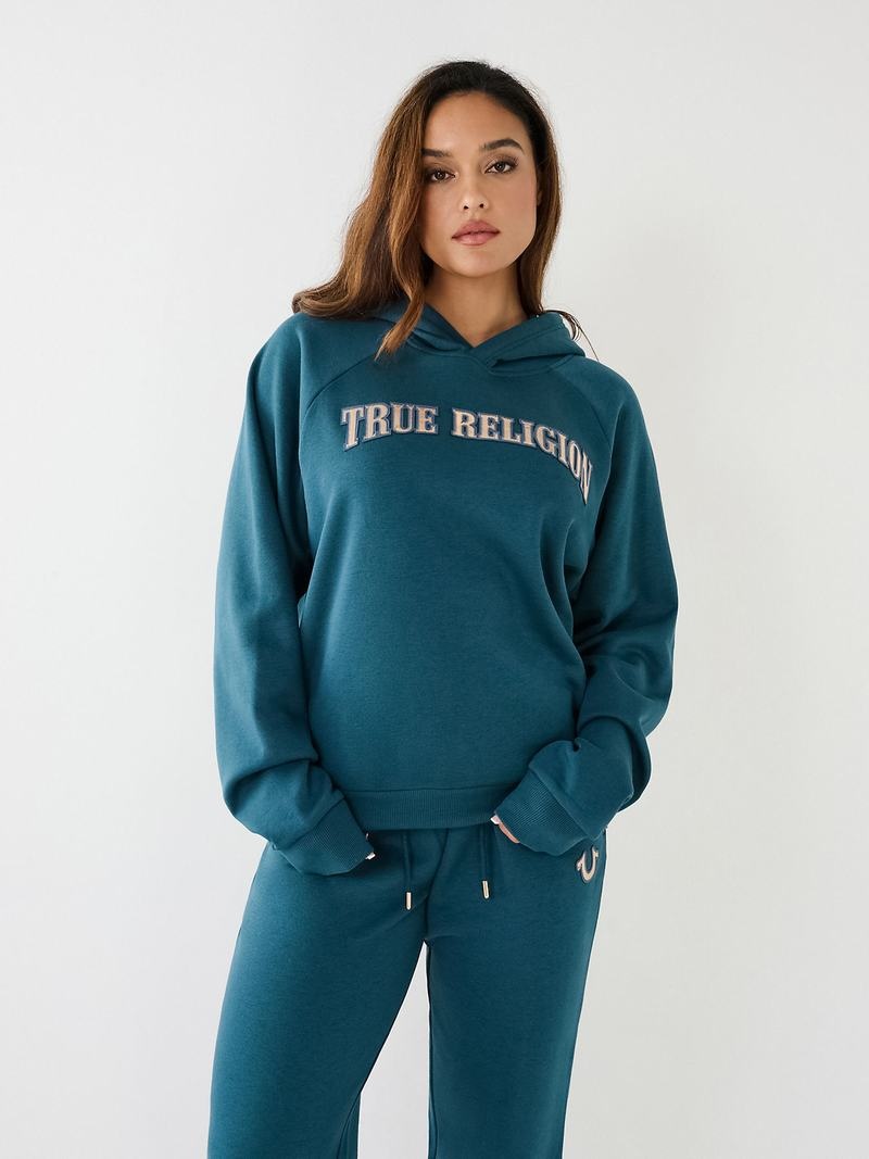 True Religion True Relaxed Hoodie Damen Pfauenblau | 68942PTQA