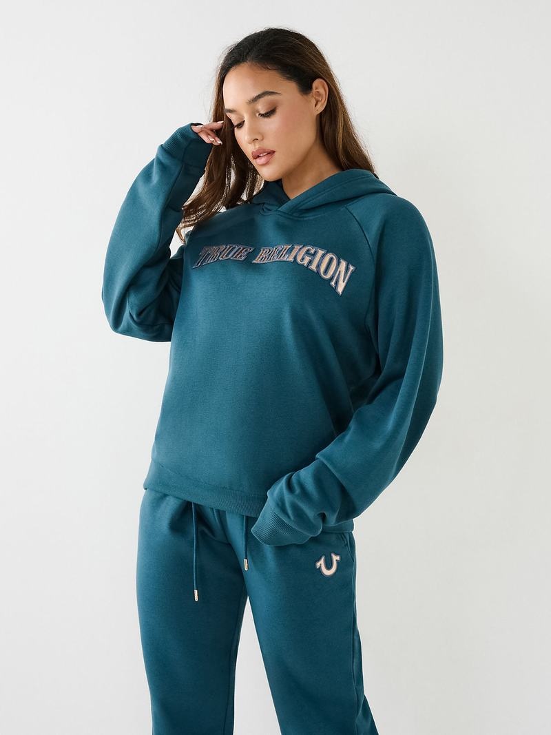 True Religion True Relaxed Hoodie Damen Pfauenblau | 68942PTQA