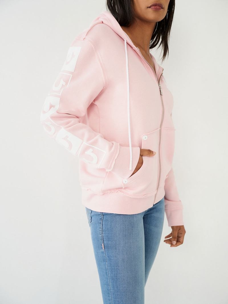 True Religion True Relaxed Zip Hoodie Damen Rosa | 13685TQRZ