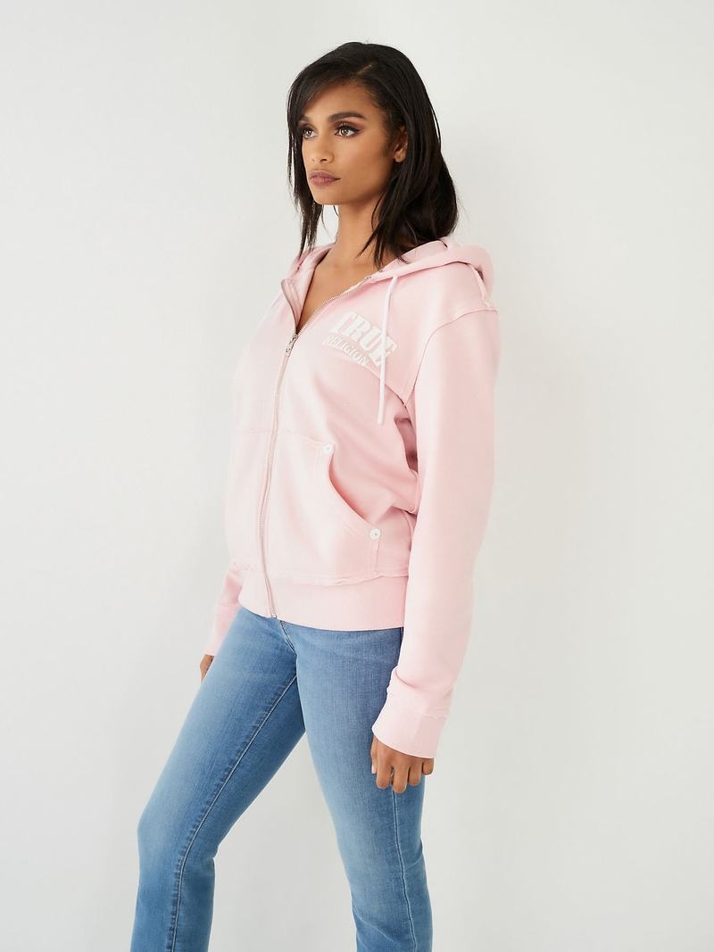 True Religion True Relaxed Zip Hoodie Damen Rosa | 13685TQRZ