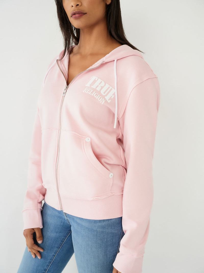 True Religion True Relaxed Zip Hoodie Damen Rosa | 13685TQRZ