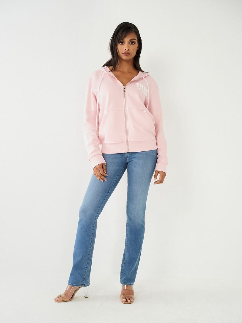 True Religion True Relaxed Zip Hoodie Damen Rosa | 13685TQRZ