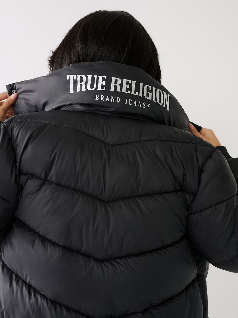 True Religion True Religion Logo Longline Puffer Oberteile Damen Schwarz | 49165WBIZ