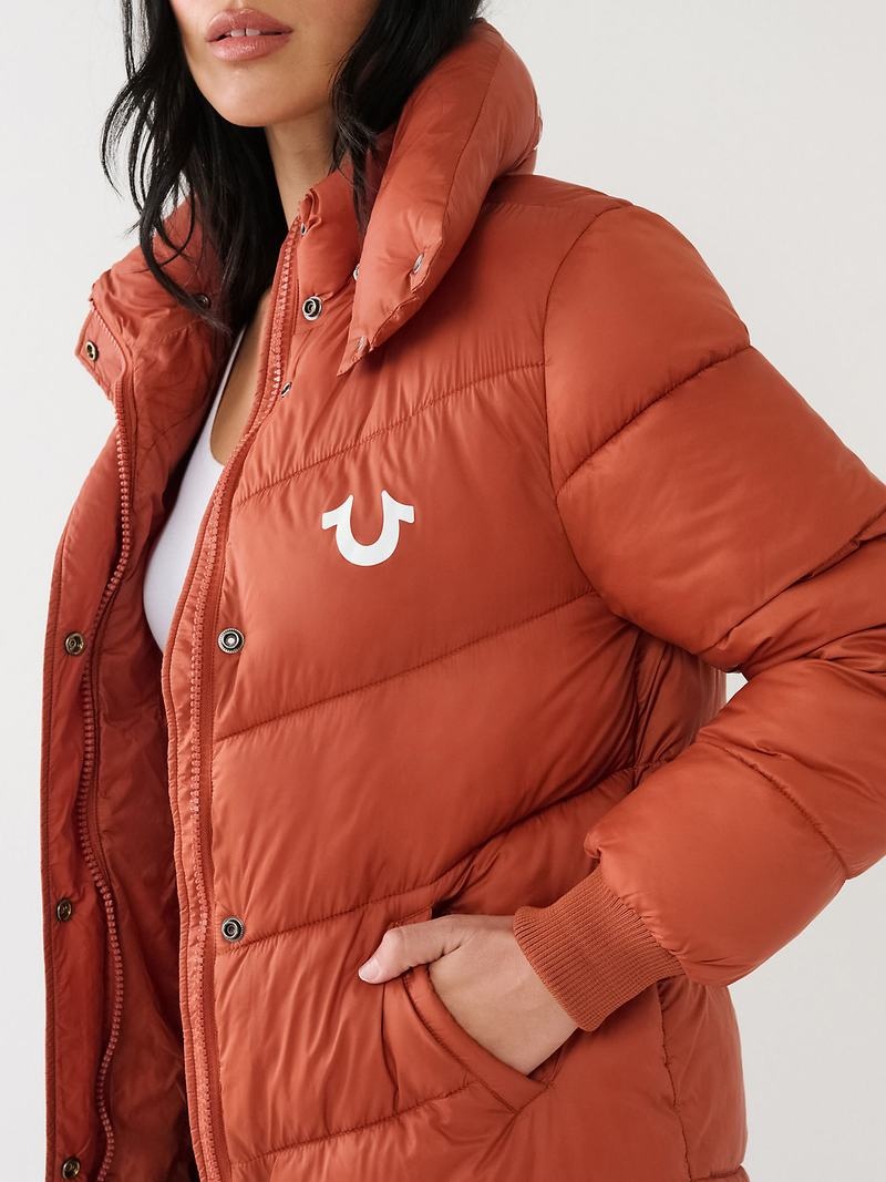 True Religion True Religion Logo Longline Puffer Oberteile Damen Orange | 63709VZSE