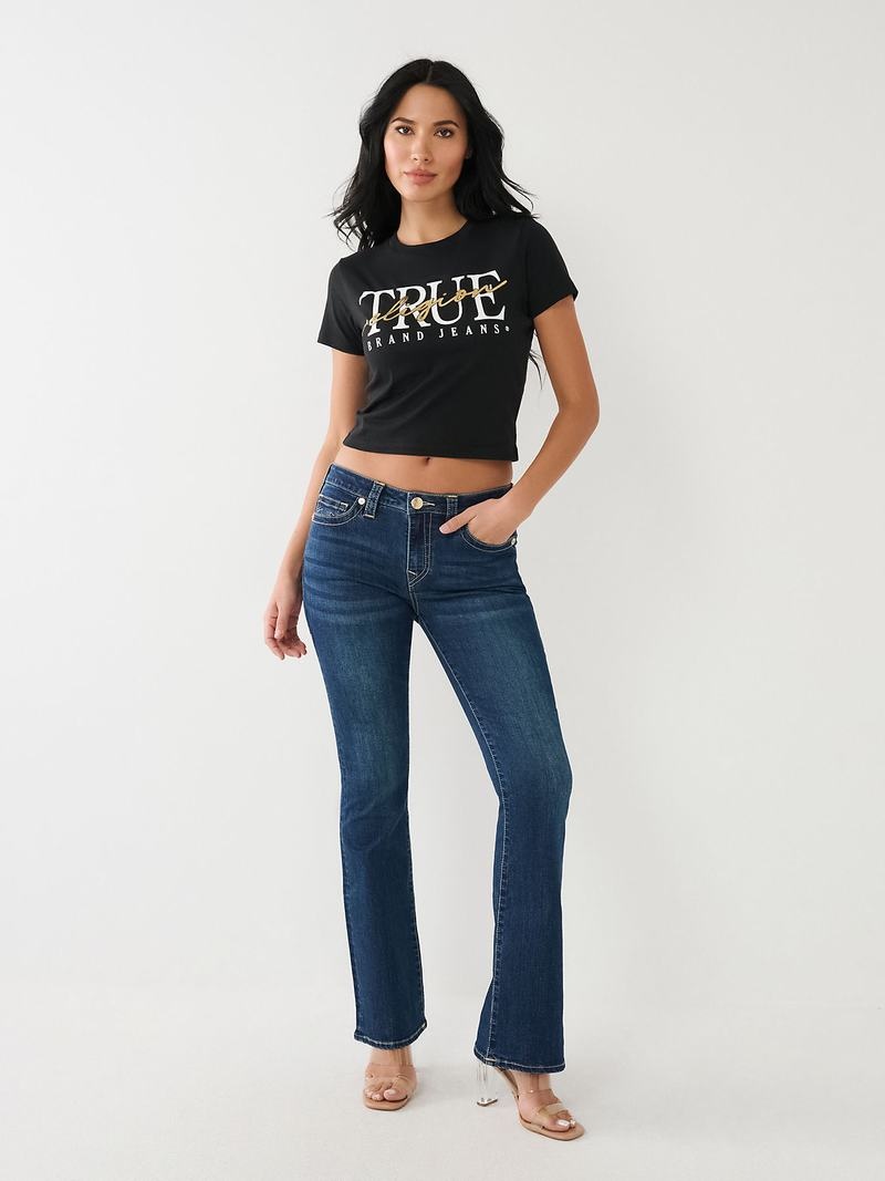 True Religion True Rlgn Crew T-Shirts Damen Schwarz | 43596ZLSP