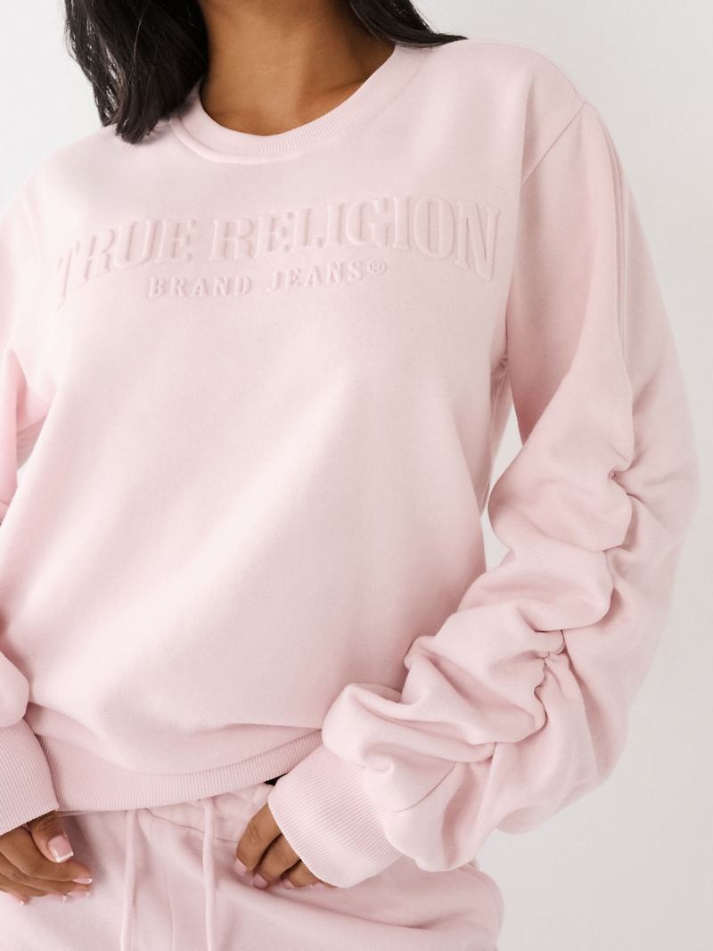 True Religion True Ruched Relaxed Sweatshirt Damen Rosa | 80576WSGV