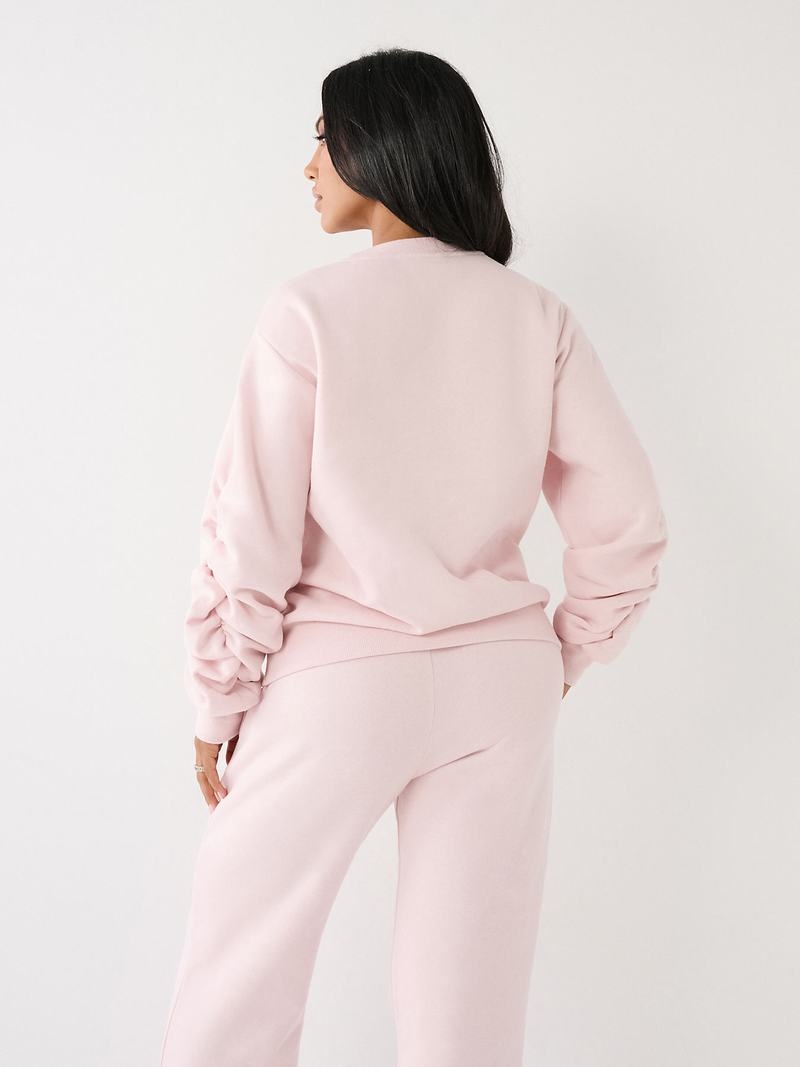 True Religion True Ruched Relaxed Sweatshirt Damen Rosa | 80576WSGV