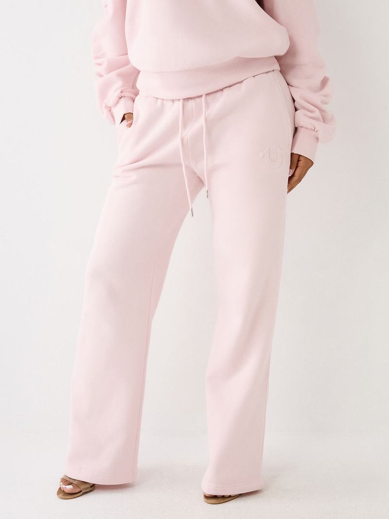 True Religion Weite Leg Logo Jogginghose Damen Rosa | 39564RKLV