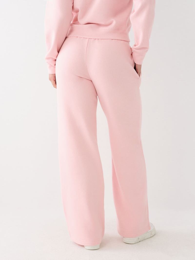 True Religion Weite Leg Logo Jogginghose Damen Rosa | 06451CNSX