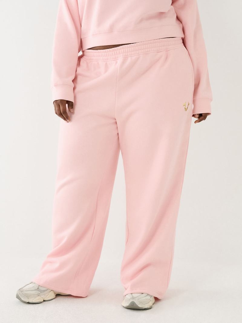 True Religion Weite Leg Logo Jogginghose Damen Rosa | 06451CNSX