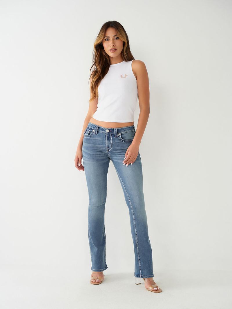 True Religion Becca Big T Stitch Bootcut Jeans Damen Waschen | 85126JDZN