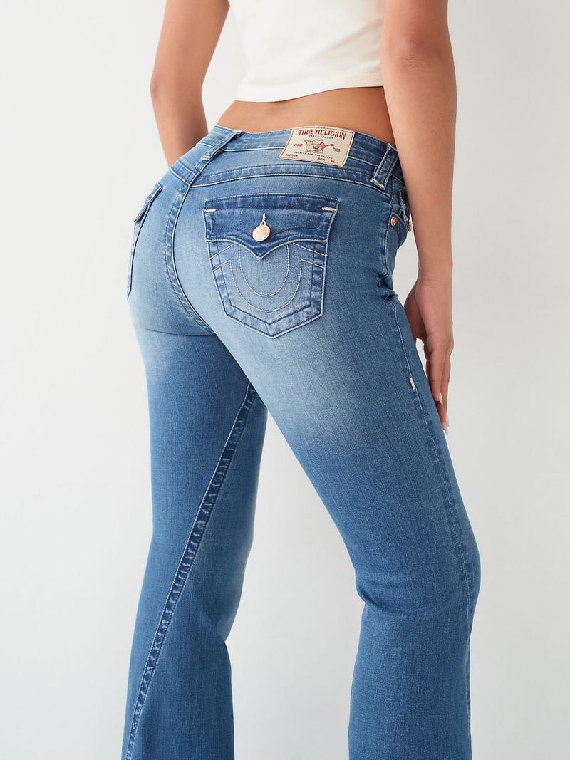 True Religion Joey Flare Jeans Damen Blau | 49380XHBY