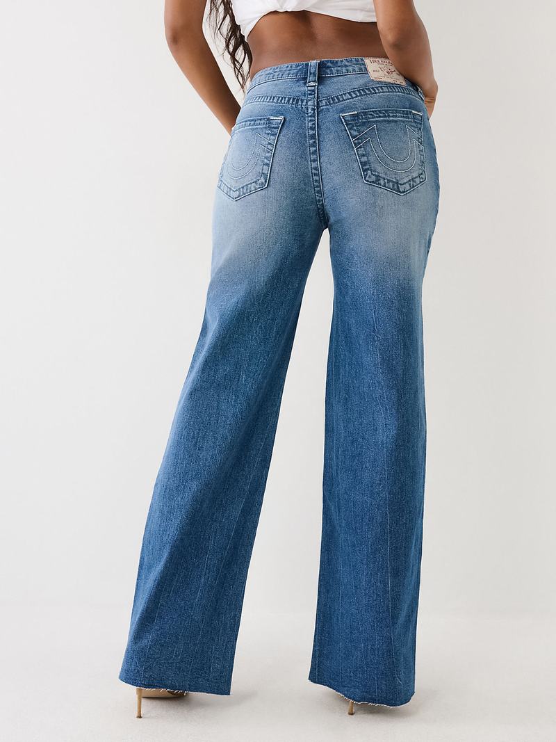 True Religion Leila High Rise Wide Leg Jeans Damen Blau | 16237KATY