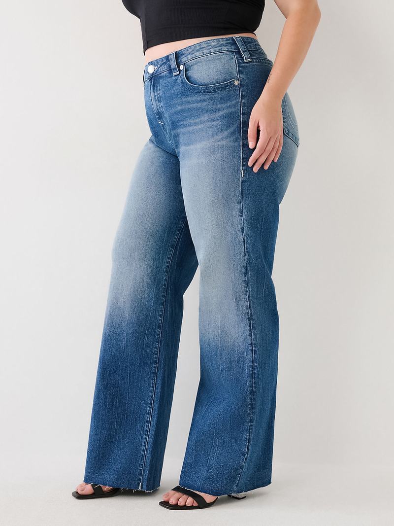 True Religion Plus Leila High Rise Wide Leg Jeans Damen Blau | 95307OAWM