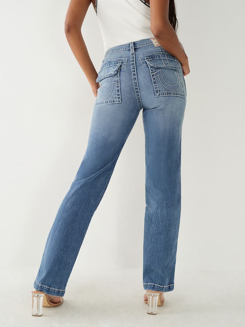 True Religion Sarah High Rise Big T Straight Jeans Damen Blau | 40785SDAJ