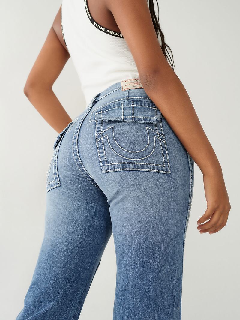 True Religion Sarah High Rise Big T Straight Jeans Damen Blau | 40785SDAJ